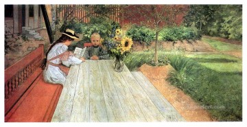  Larsson Canvas - the first lesson 1903 Carl Larsson